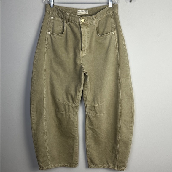 Free People We The Free Good Luck Mid Rise Barrel Jeans Size 30 Cotton Neutral - Picture 2 of 16